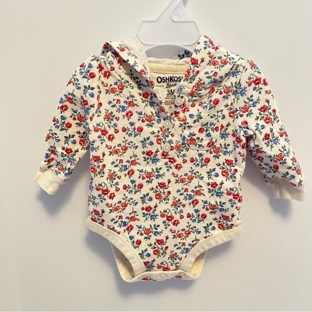 OshKosh B'gosh Baby Girl's Bodysuits & Floral Jogger Set Bundle Size 3 Months